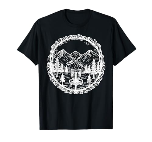 Disc Golf Mountain Scene Panier à Disque Volant T-Shirt