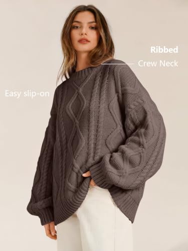 Image of Trendy Queen Women's Oversized Cable Knit Sweaters 2026 Fall Outfits | Quiet Luxury Style, Chunky Knit Texture, Winter Holiday Outfit, Easy Layering Piece, Fall Fashion Staple