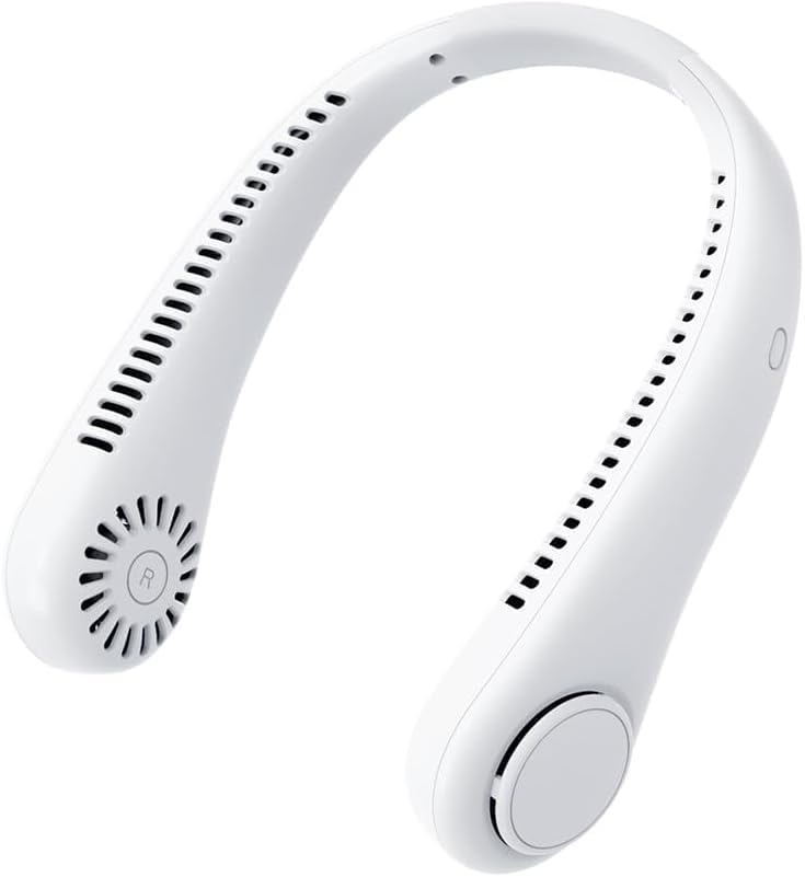 Zenova Neck Fan,Portable Neck Fan Rechargeable,Wearable Hands Free Fan Cooling Fans,Leafless Hanging Bladeless Mini-Fan for Women Men Office,Travel,Indoor Outdoor (White, 3 Speeds,no Digital Display)
