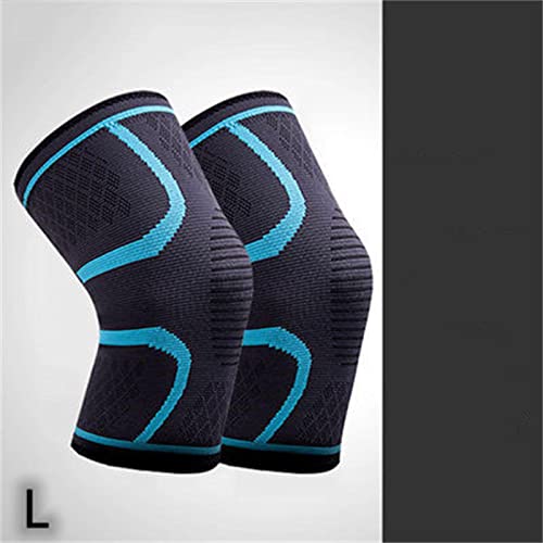 DEPORTE FANS-Rodilleras Menisco y Ligamento, 1 o 2 piezas Rodilleras Deportivas Compresion para Gym, Voleibol, Futbol, Baloncesto, Rodillera Profesional para Alivar Dolor (Large, Blue, 2)