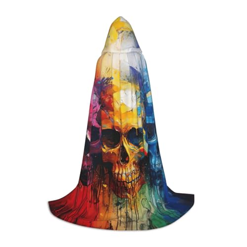 Cape d'Halloween mystique imprimé crânes colorés pour adulte