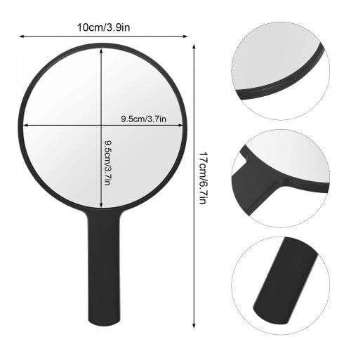 Naapesi Handspiegel,Professioneller Handspiegel mit Griff,Schminkspiegel Runde Form,Friseure Rasierspiegel Kosmetikspiegel,Runde Taschenspiegel für Handheld, Zuhause,Reisenutzung (Schwarz)