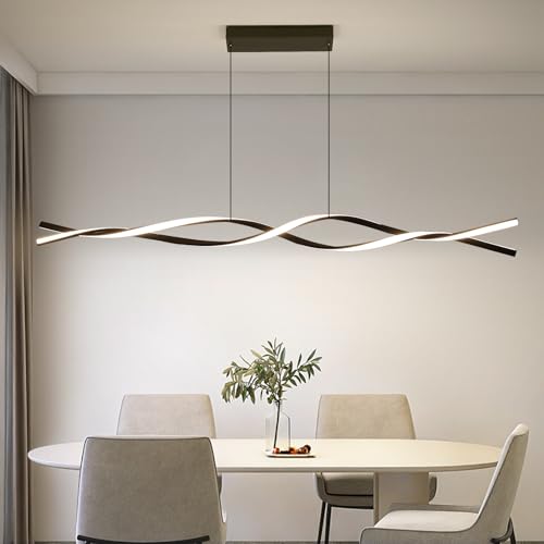 Mikeru 150CM Wave Pendant Light, 10%-100% Dimmable, Remote Control for 3 Colors Light 3000K/4500K/6000K, Gold Kitchen Island Lights for Dining Room, Living Room - Cosy Home Interiors Mikeru 150CM Wave Pendant Light, 10%-100% Dimmable, Remote Control for 3 Colors Light 3000K/4500K/6000K, Gold Kitchen Island Lights for Dining Room, Living Room - Image 6