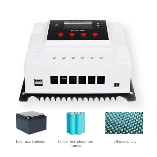 Image of amiciSmart WiFi Solar Charge Controller, Intelligent Lithium Battery Regulator for Solar Panel LCD Display with 5V USB Port 12V /24V /48V (40A)