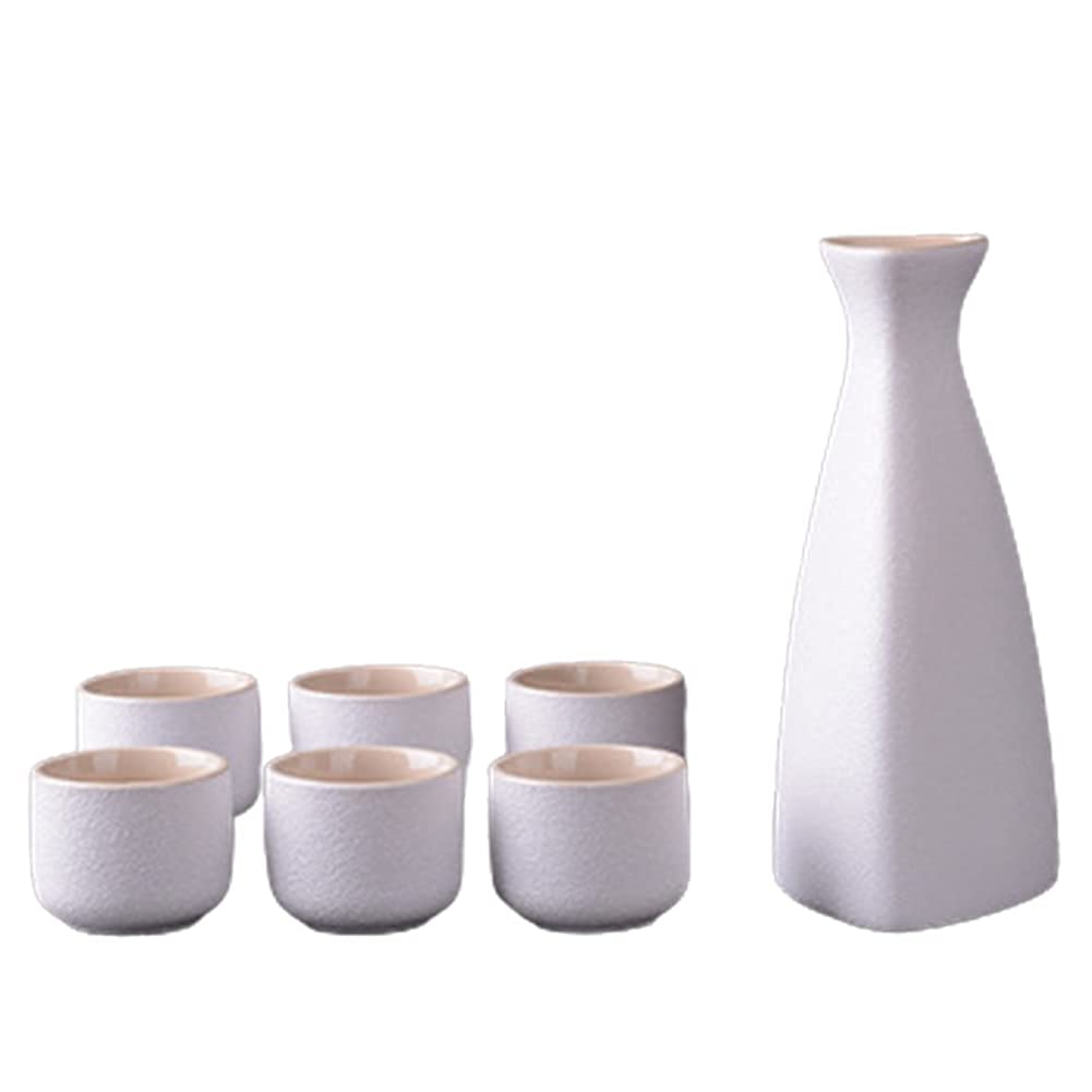 Ensemble de saké Japonais, Tasse à saké Traditionnelle, poterie en Porcelaine, Artisanat en céramique, Verres à vin, Tasses 7 pièces, A (C)