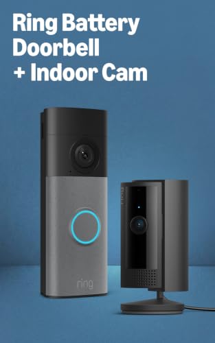 Image of Ring Battery Doorbell (newest model), Speckled Gray with Indoor Cam, Black