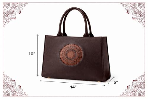 Image of Women's Leather Tote Bag | Structured for Office, Casual, Party & Formal Use | Stylish Shoulder Carry Tote (Black)