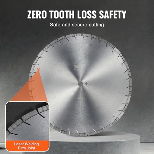 VEVOR Diamantsägeblatt Betonsägeblatt 50 cm für Nass- oder Trockenarbeiten, 12 mm Diamantsegmentsägeblatt mit schrägen Zähnen, Mittellochdurchmesser 25,4 mm, für Beton, Zementplatten, Fliesen, Ziegel