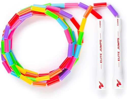 Beaded Kids Exercise Jump Rope - Segmented Skipping Rope for Kids - Durable Shatterproof Outdoor Beads - Light Weight and Tangle Free Exercise Training - Adjustable Jump Rope for Fitness - 7ft