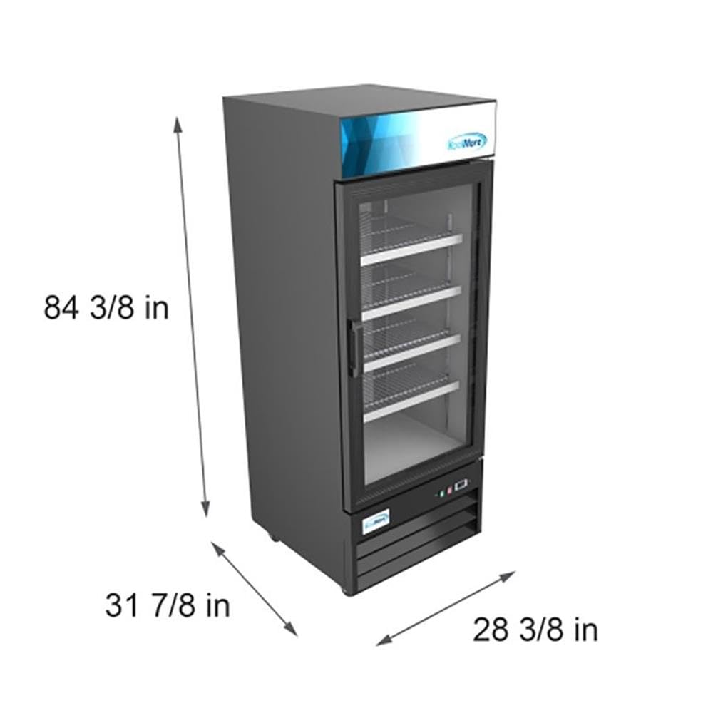 Pemberly Row 1 Door Steel/Aluminum Display Refrigerator Merchandiser In Black on Fridge.com - View 6