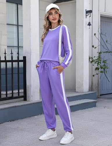 Image of Marvmys Women Long Sleeve Tracksuits Fashion 2 Piece Lounge Set Travel Outfits Jogger Set