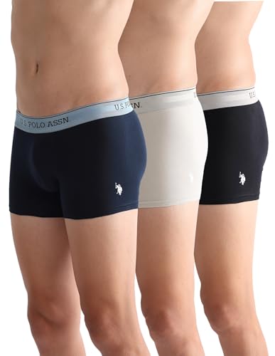 Image of U.S. Polo ASSN. Mens OET15 Mid Rise Solid Underwear Trunks - Pack of 3