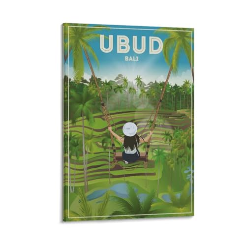 Ubud Bali Girls Swing Canvas Wall Art 12x18in