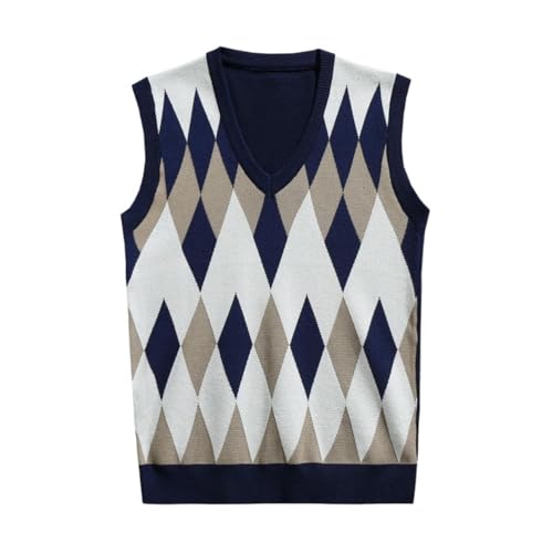 Chaleco de punto de hombre cuello en V ajustado color liso invierno