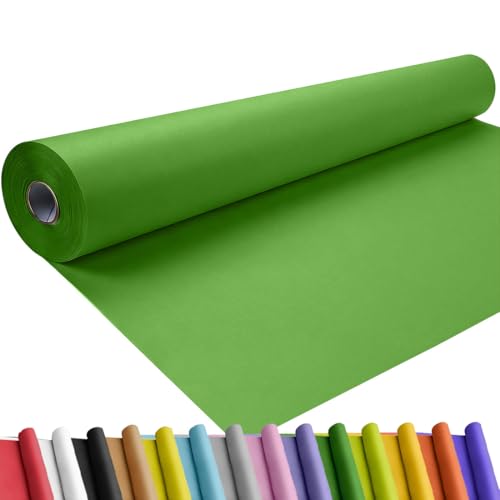 Image of SMART&CASUAL 36 inch x 1,500 inch (125') Medium Green Kraft Craft Paper Roll for Gift Wrapping Bulletin Board Bouquet Flower Art Packing Parcel Table Covering 80GSM 55LB (Medium Green, 36 inch x 125')