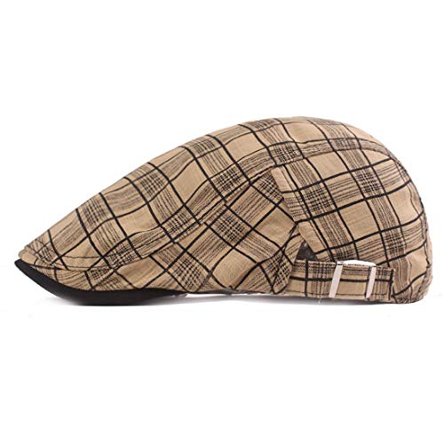 Image of Men's Plaid Striped Newsboy Ivy Flat Driving Golf Cap