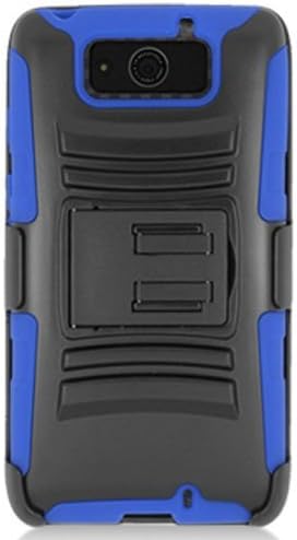 Aimo Wireless Xtreme Rugged Armor Case with Holster and Swivel Belt Clip Combination for Motorola Droid Ultra XT1080 - Retail Packaging - Blue/Black