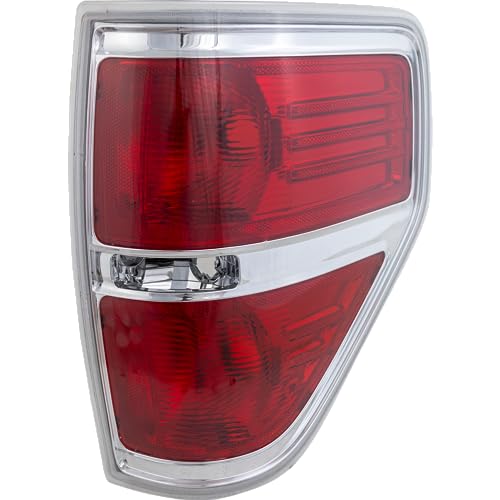Evan Fischer Tail Light Compatible with 2009-2014 Ford F-150, Passenger Side, With Chrome Trim
