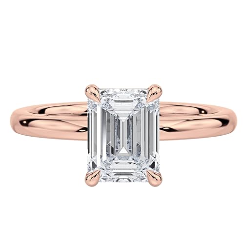 Aihpos 1ct 1.5ct 2ct Emerald Cut Engagement Ring - Moissanite Emerald Cut Ring White Yellow Rose 10K 14K 18K Gold 925 Sterling Silver Emerald Cut Rings for Women 5