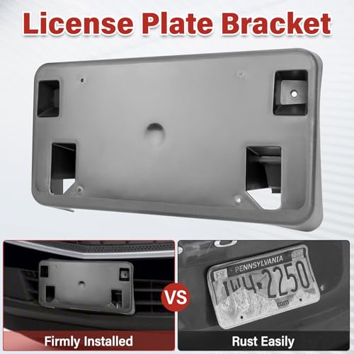 Image of License Plate Bracket Accessories for Chevrolet Chevy Traverse 2018 2019 2020 2021, Front Bumper License Plate Holder Replacement Frame Black Mount
