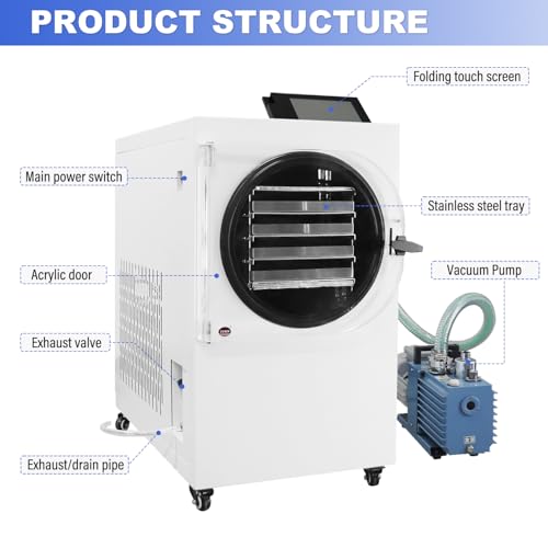 ZZKD -60℃ Vacuum Freeze Dryer, Freeze Dryer Machine For Home,Food Freeze Dryer With Rotary Vane Vacuum Pump, Food Grade Freeze-Dried Fruit Candy Fish Milk, One Freeze-Drying Area Of 0.46㎡