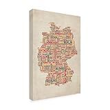 Trademark Fine Art Germany Cities Text Map Artwork by Michael Tompsett, 18 by 24-Inch