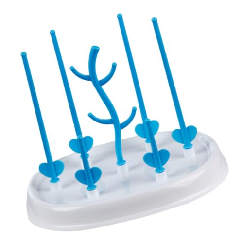WHAMVOX Égouttoir à Biberons pour Bébé en PP Bleu, Séchoir Facile à Nettoyer Détacher, Casier à Bouteilles Rond et Dome, pour Comptoir Cuisine