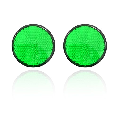 Image of Dickno 2 PCS M6 x 1.0 Motorcycle Reflectors, Plastic Screw Mount Reflective Warning Reflector, Universal Motorbike Rear Safety Reflectors for Motorcycle, Bicycle, Scooter (Round Green)