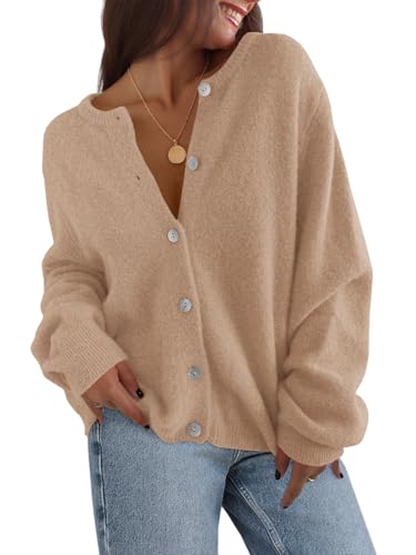 Image of Saodimallsu Womens Cardigan Sweaters Button Down Long Sleeve Knit Outerwear 2025 Trendy Fashion Open Front Outfits