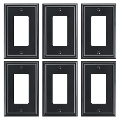 6-Pack Zinc Alloy Decorator Outlet Cover Plate, Solid Receptacle Cover