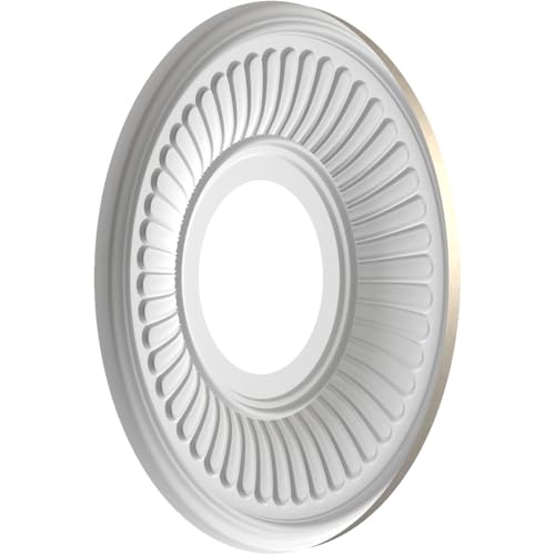 Image of Ekena Millwork CMP10BECSV Berkshire Thermoformed PVC Ceiling Medallion (Fits Canopies up to 4 1 /2 inch), 10 inchOD x 3 1 /2 inchID x 3 /4 inchP, Metallic Silver Metallic