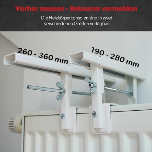 siwitec Universal-Heizkörperkonsole 260 x 35 x 1,5 mm im 2er-Set, vormontiert, weiß, für Flach- oder Rippenheizkörper