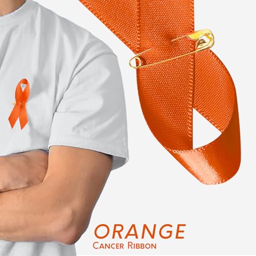 Image of Curvier 200PCS Orange Satin Leukemia Awareness Ribbons with Safety Pins