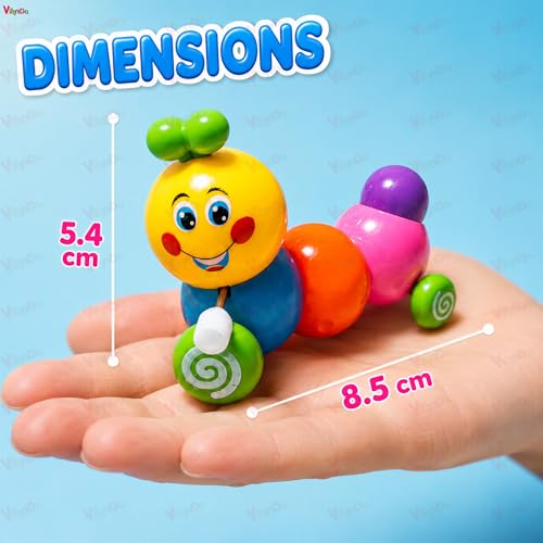 Image of VikriDA Wind-Up Caterpillar Toy Set for Kids | Colorful Push & Go Toy for Toddlers Boys & Girls (Assorted Color) - Pack of 2Pcs