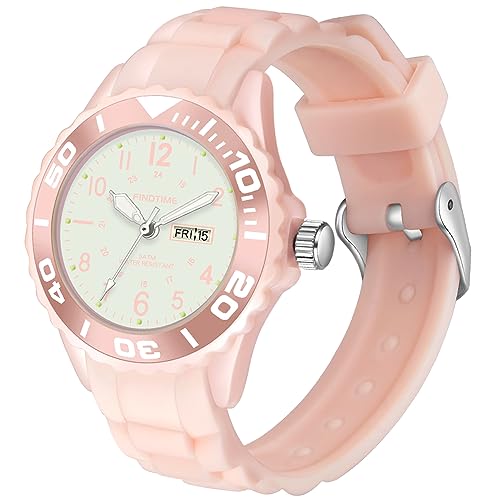 Reloj de pulsera para niños y niñas con agujas luminosas para leer la hora en la oscuridad