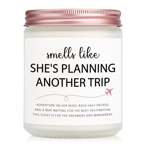 Greatabox Travel Gifts for Women Candle Presents for Travellers Pink Travel Accessories for Women Girlfriend Sister Friend Daughter Handmade Lavender Traveller Candle Gifts(7oz)