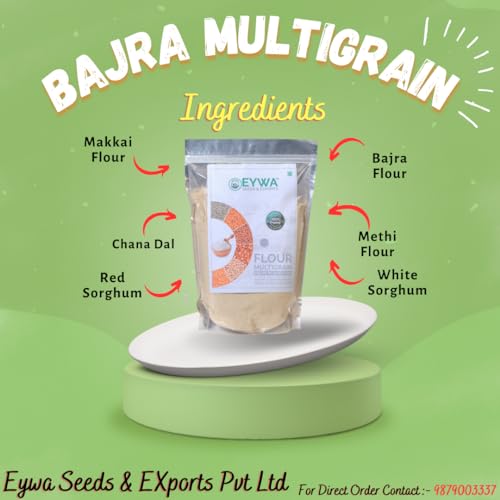 Image of Eywa Seeds & Exports Pvt Ltd Organic Bajra Multi Grains Atta (5 Kg) Mixers Of Bajra, Sorghum, Red Sorghum, Makai, Ragi, Chana & Methi| 100% Wholegrain Atta | 0% Maida By Eywa