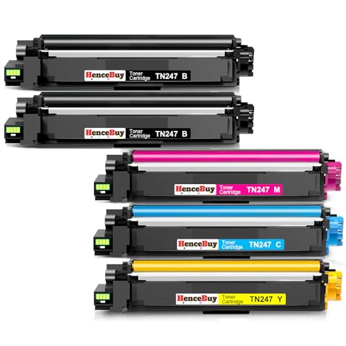 HenceBuy TN-243CMYK Toner Cartridge Multipack Compatible for Brother TN243CMYK TN247 TN243 for DCP-L3550CDW HL-L3210CW HL-L3230CDW MFC-L3710CW MFC-L3750CDW Cyan Magenta Yellow Black (5-Pack)