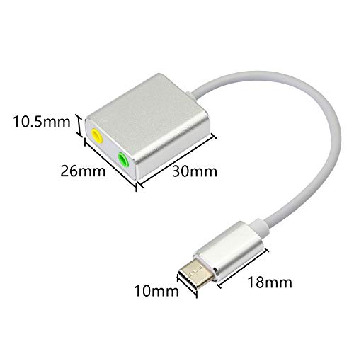 Honglei Type C Externe Geluidskaart, USB C 7.1 CH Stereo Audio Adapter met Jack 3.5mm Hoofdtelefoon en Microfoon Jack… - Image 5