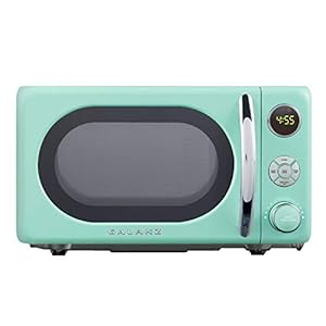 Galanz GLCMKA07GNR-07 Retro Microwave Oven, LED Lighting, Pull Handle Design, Child Lock, Surf Green, 0.7 cu ft