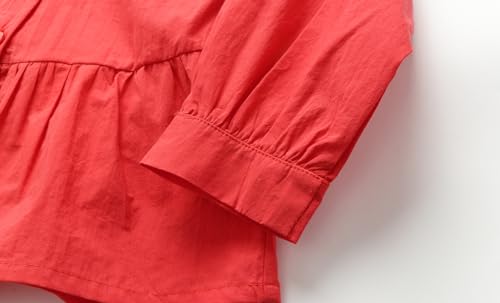 Image of Mud Kingdom Girls Blouse Shirts Spring Fall Long Sleeve Button-Down Top Ruffle Collar