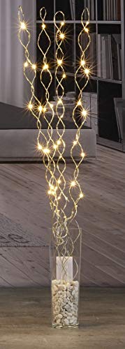 LED Lichterzweige mit Batterie 90 cm - Dekozweige mit 40 LEDs - Lichterkette Leuchtzweig Beleuchtung gold