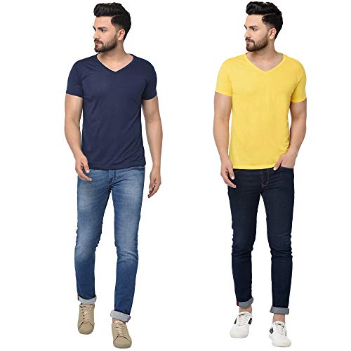 Image of JANGOBOY Men's V-Neck Cotton T-Shirt (Pack of 2)