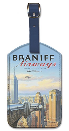 Image of Pacifica Island Art Leatherette Luggage Baggage Tag - Braniff New York by Erickson