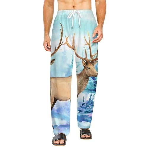 Bas de pyjama femme long Chevreuil pantalon ample pour dormir sans serrer