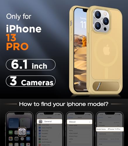 Image of Magnetic Compatible with iPhone 13 Pro Case, [Built-in Invisible Kickstand][Compatible with MagSafe][Military Grade Shockproof] Slim Translucent Matte Phone Case for iPhone 13 Pro 6.1 inch