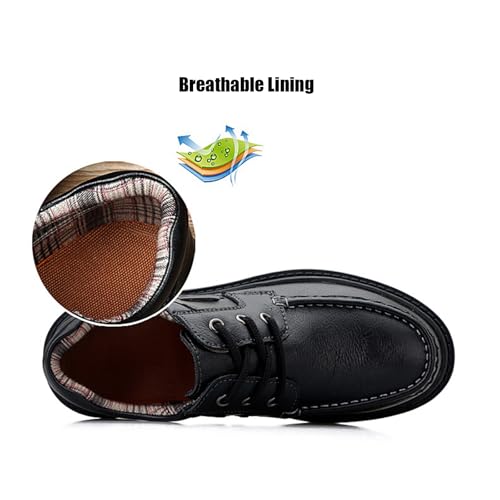 Men's Classic Leather Lug Sole Oxford Shoes Casual Round Toe Chunky Block Heel Lace Up Anti Slip Work Dress Shoes for All Seasons Daily Business Driving3