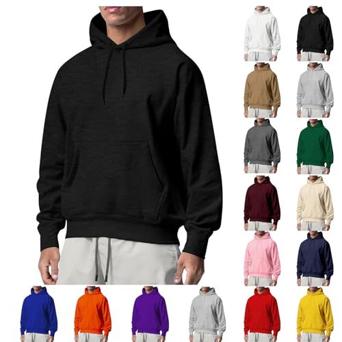 Wankang Men'S Sherpa Fleece Lined Hoodies Pullover Fashion Solid Color Hooded Sweatshirt Casual Long Sleeve Drawstring Hoodie3