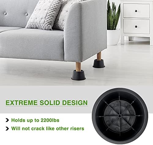 2 Inches Bed Riser, Heavy Duty Bed Elevator 2200 LBS for Lifting Bed Sofa Furniture at Home Dorm College, 9 Pieces, Black