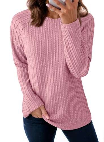 Image of Dokotoo Womens Tops Long Sleeve Lightweight Shirts 2026 Spring Fashion Clothing Trendy Tops Crewneck Knit Basic Tee